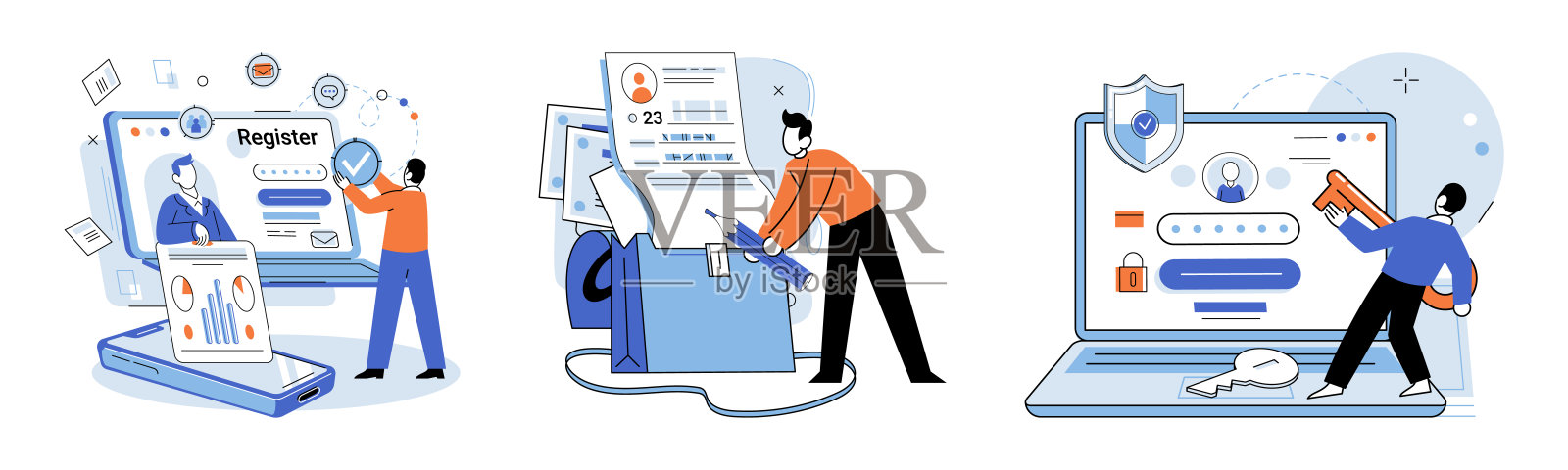 用户授权。用户身份验证是验证个人身份的关键步骤插画图片素材