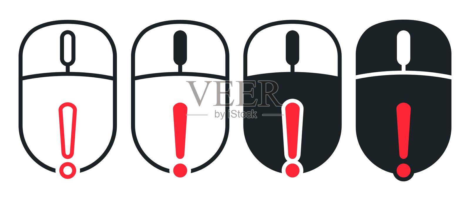 带警告图标的电脑鼠标。矢量图插画图片素材