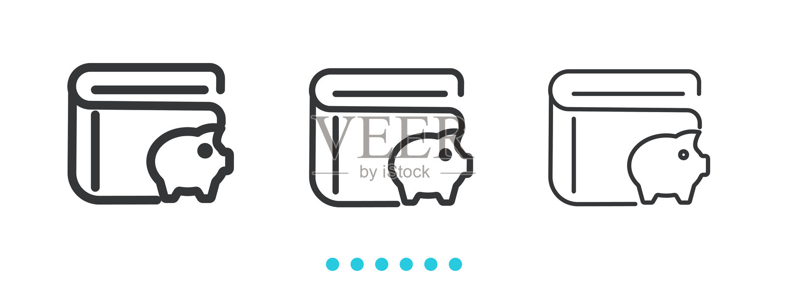 储蓄罐图标，细线图标矢量插画图片素材