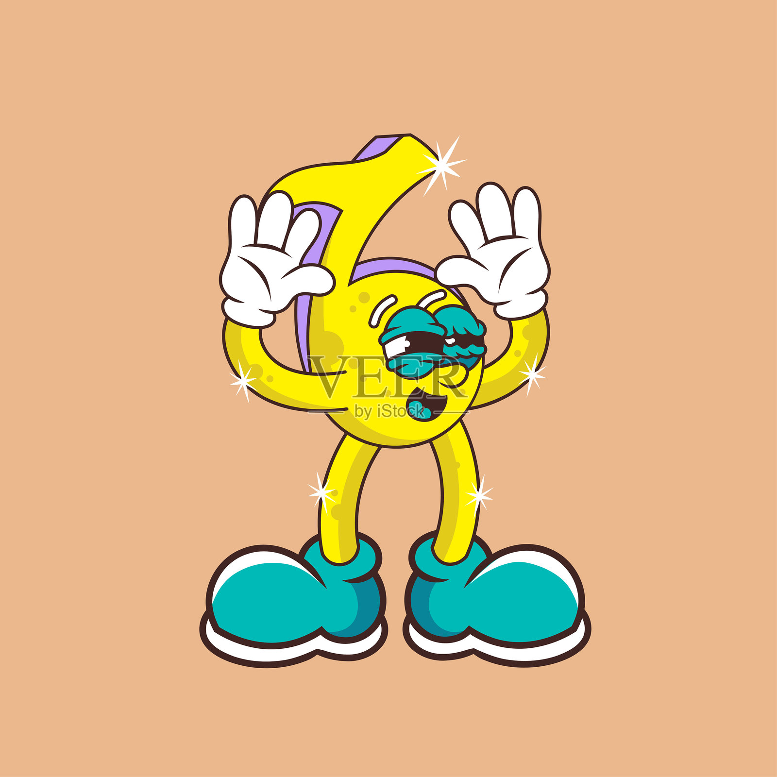 复古音乐符号投降人物设计插画图片素材