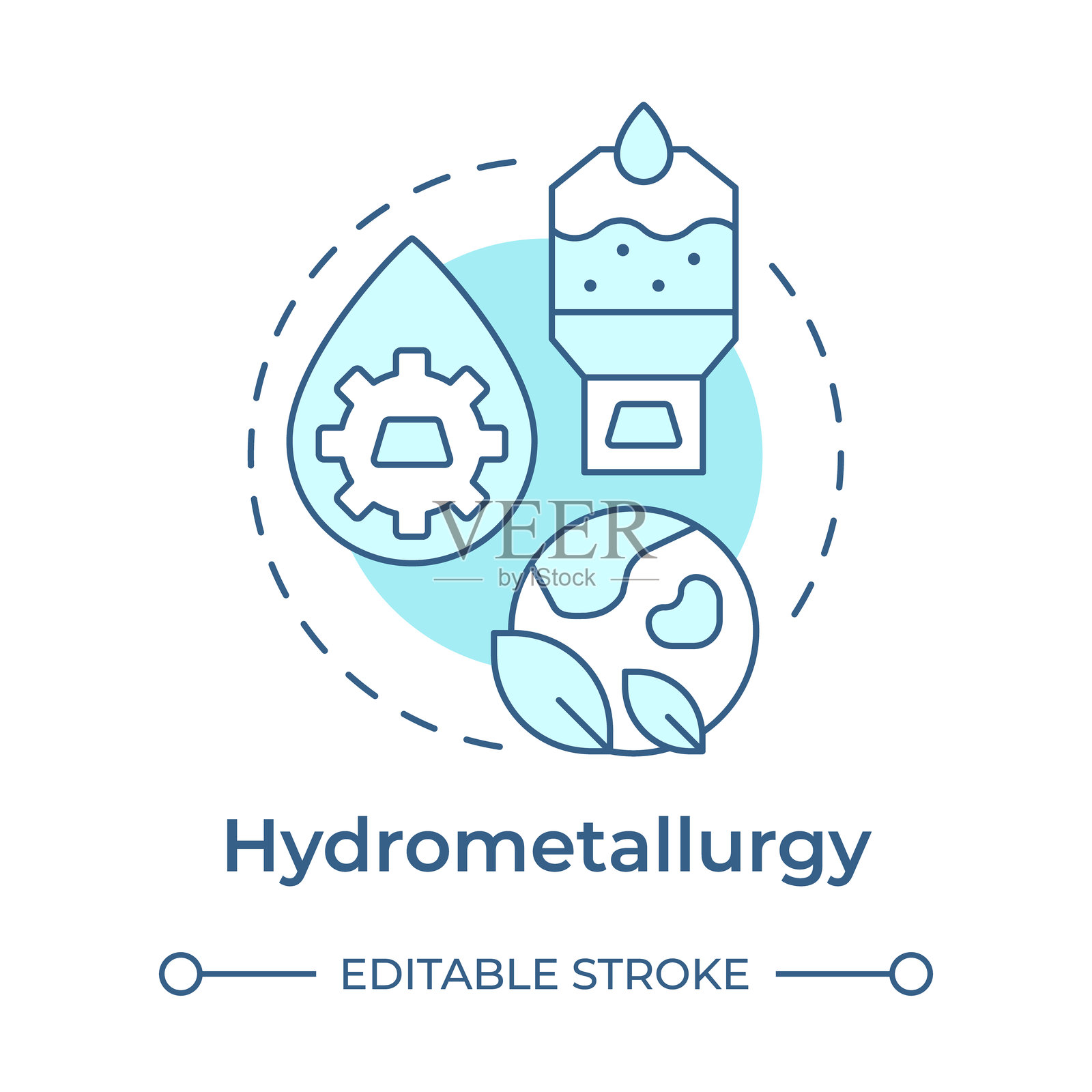 湿法冶金柔和蓝色概念图标插画图片素材