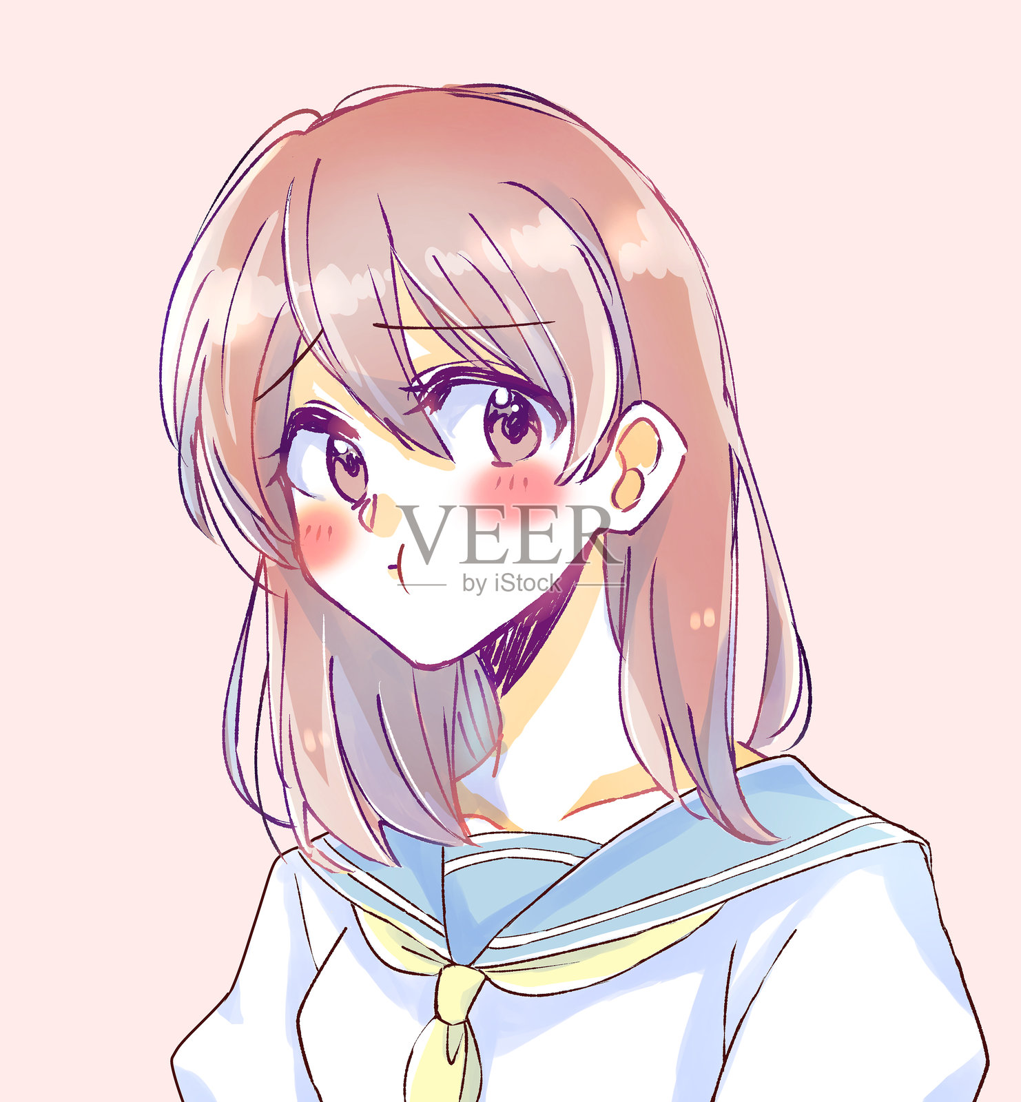 一位女士鼓着腮帮，显得有些尴尬插画图片素材