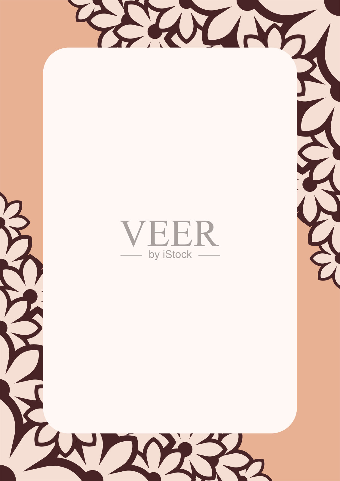 柔和桃色调的典雅花卉边框，布局对称，非常适合用于婚礼请柬、正式卡片或浪漫活动文具。插画图片素材