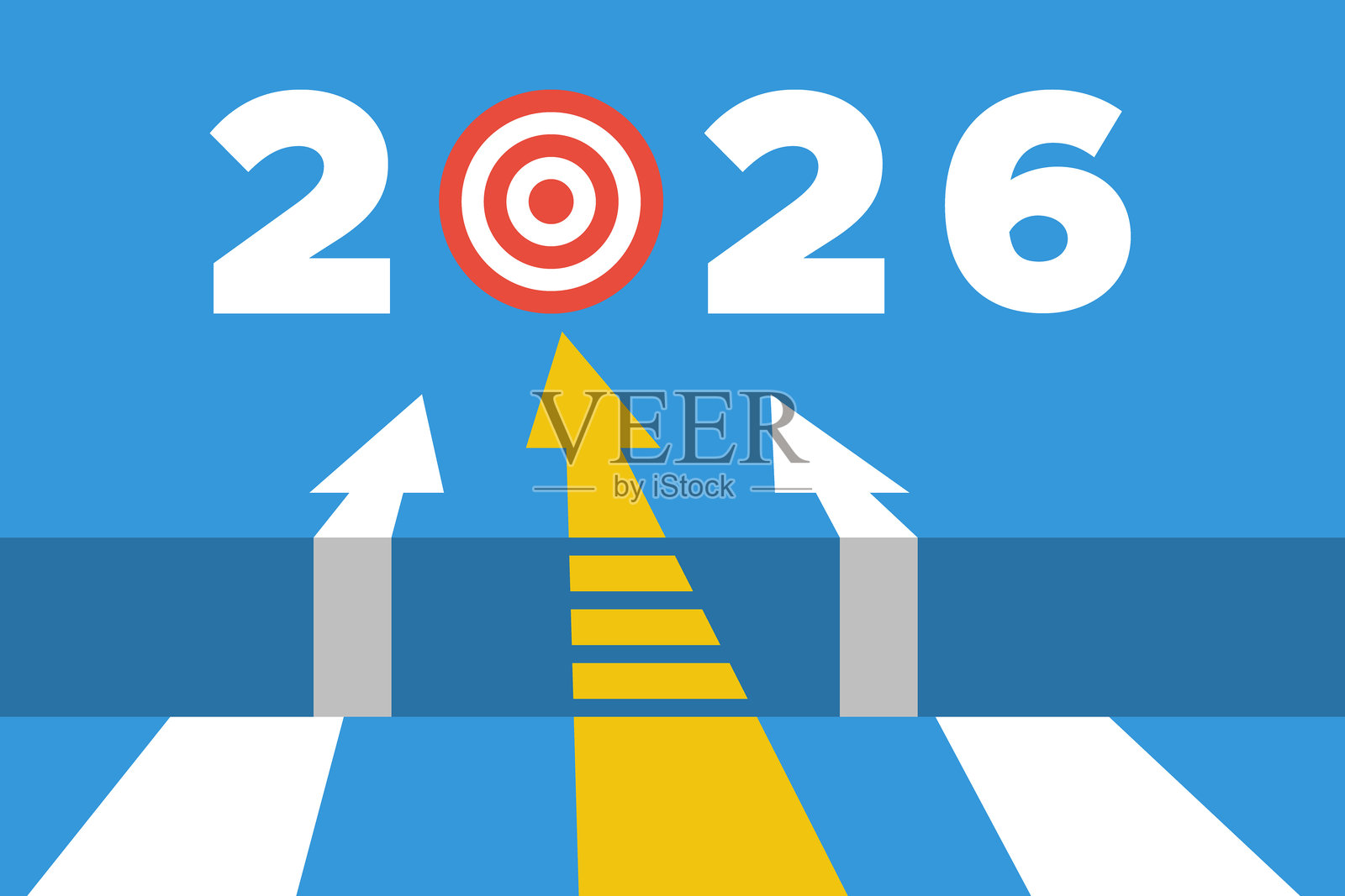 2026新年目标，商业或个人目标，扁平化矢量成功概念插画图片素材