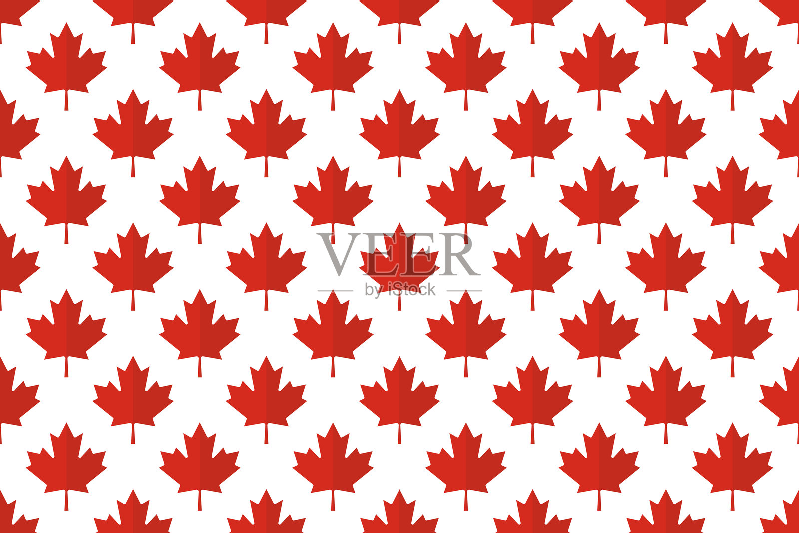 红色加拿大枫叶在白色背景上无缝图案矢量图插画图片素材