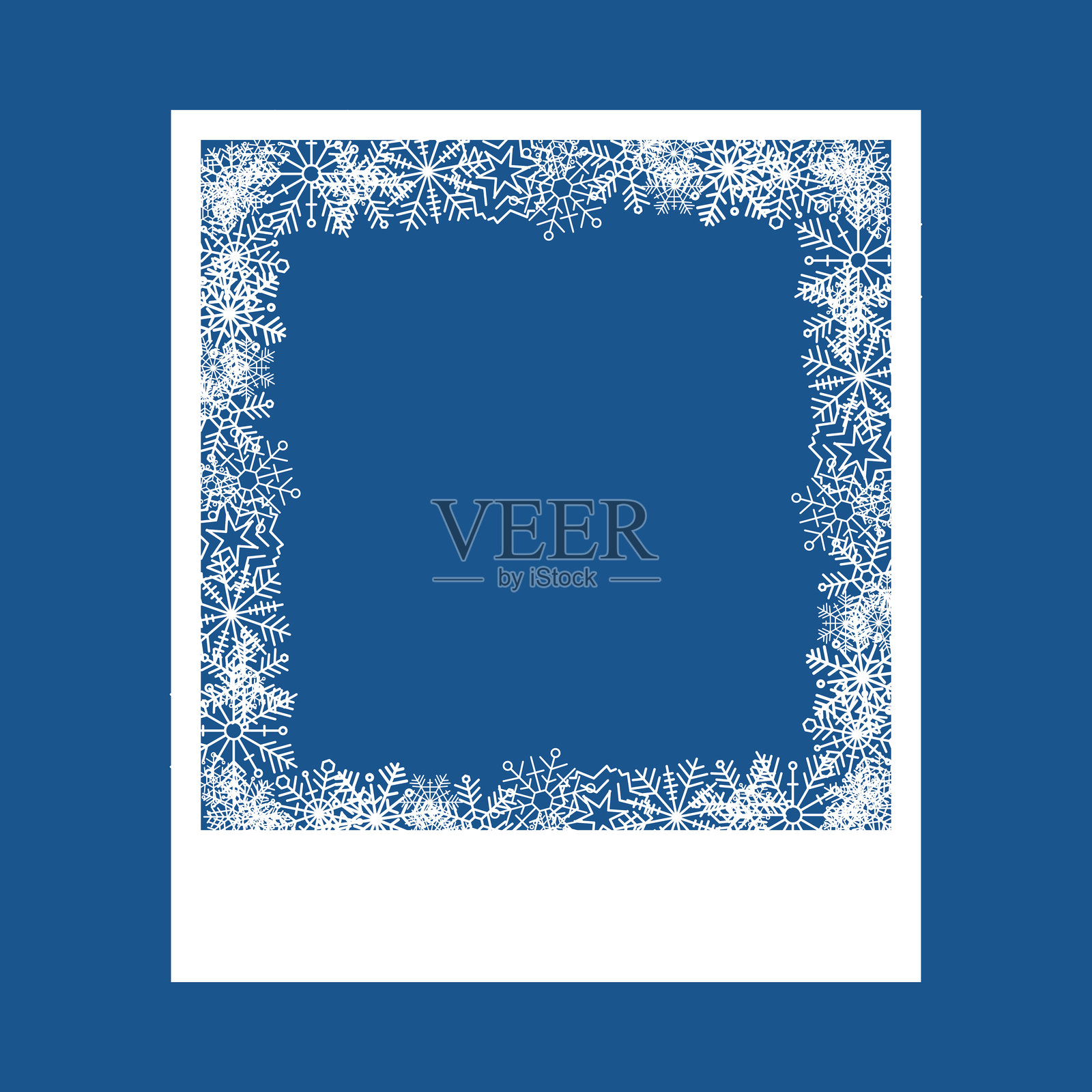 雪花相框套装，雪圣诞新年装饰，白色相框内含雪花，2026，新年贺卡边框，点缀着许多雪花。圣诞快乐节日优雅的雪花背景设计矢量图。插画图片素材