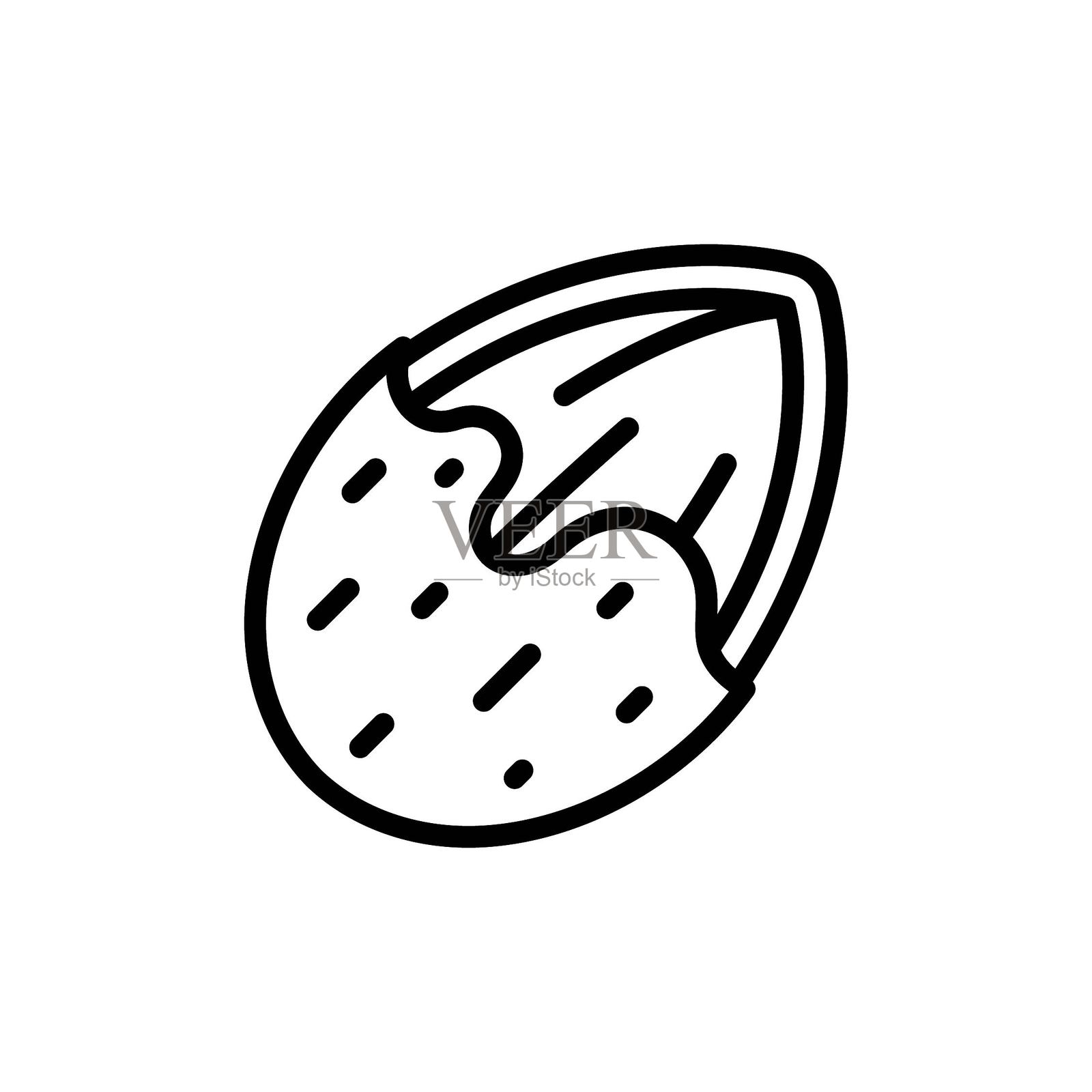去皮的杏仁轮廓图标插画图片素材