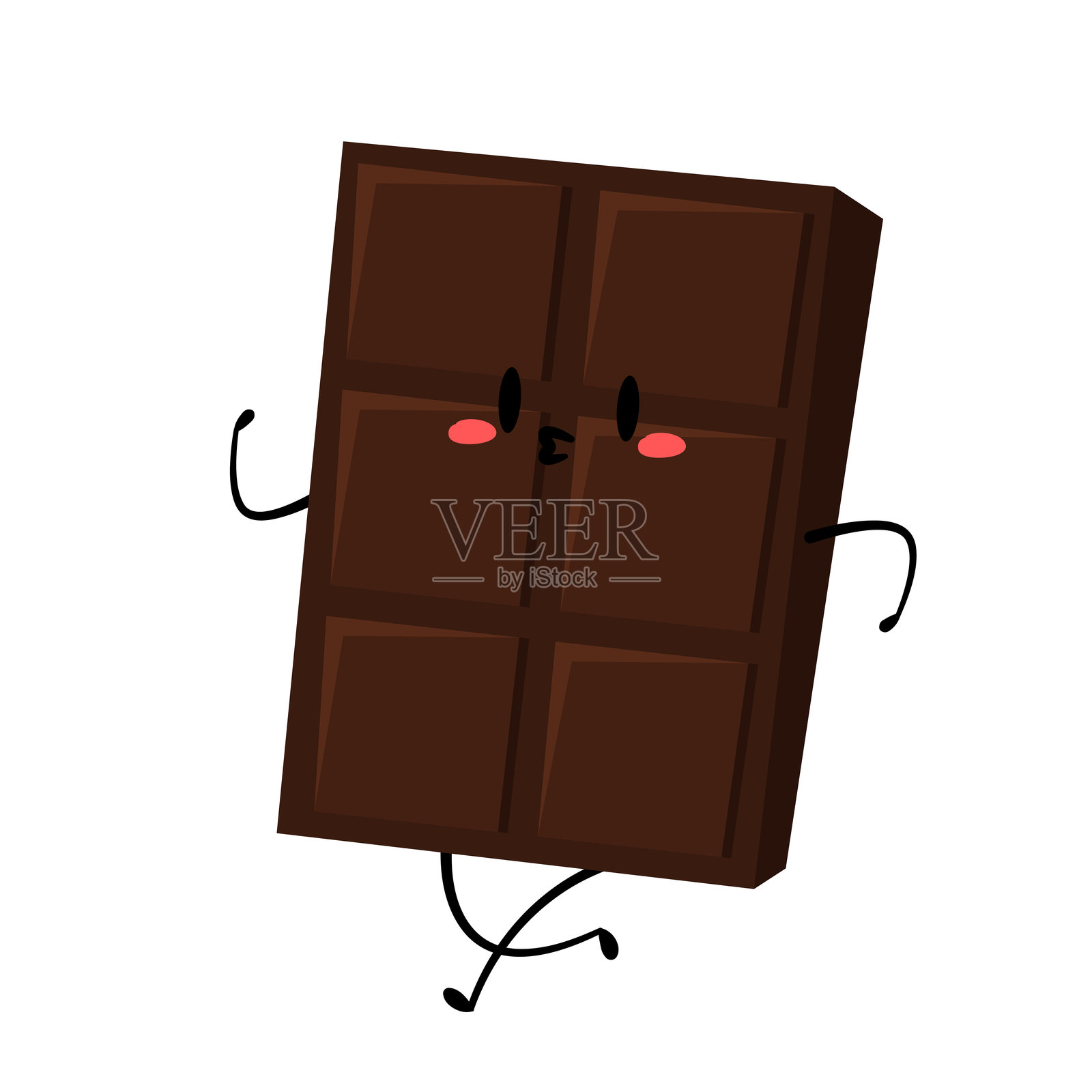 可爱又搞笑的巧克力棒角色。巧克力吉祥物。插画图片素材