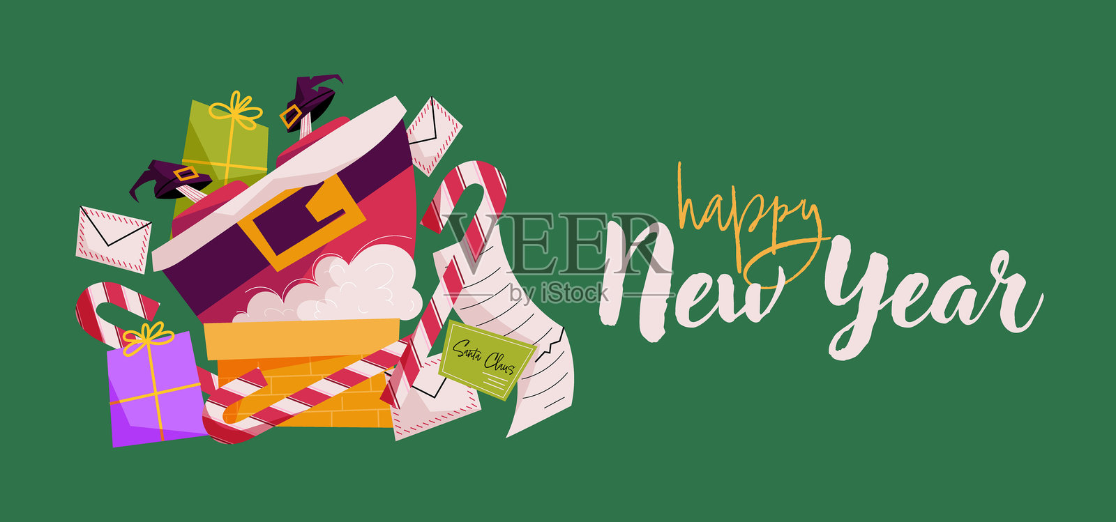 新年快乐圣诞老人横幅插画图片素材