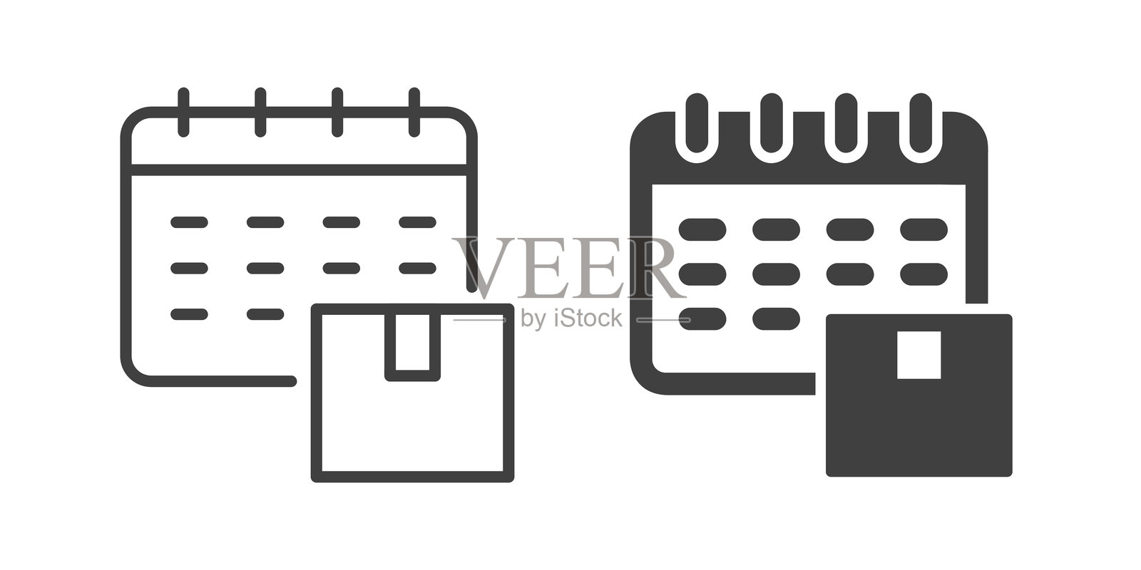 配送时间表图标。线条和字形实心图标插画图片素材