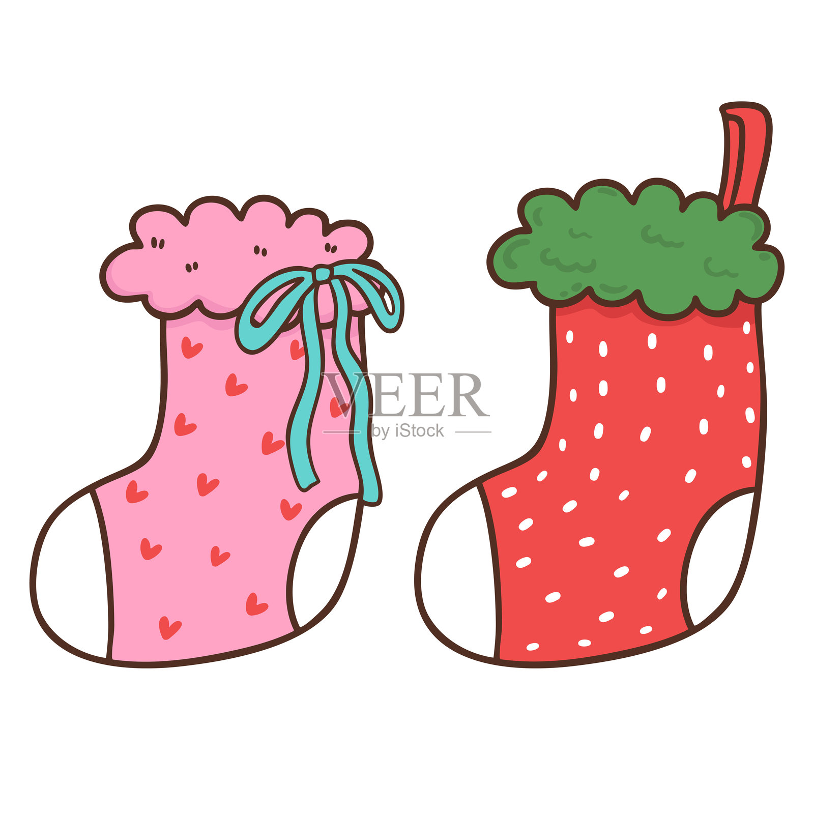 圣诞袜卡通手绘插画图片素材