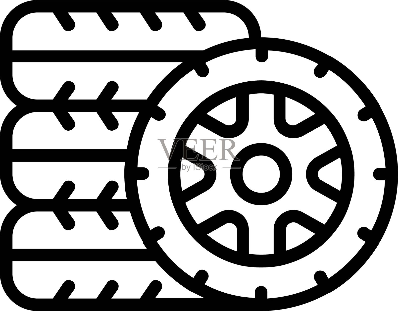 堆叠的汽车轮胎轮廓矢量图标插画图片素材