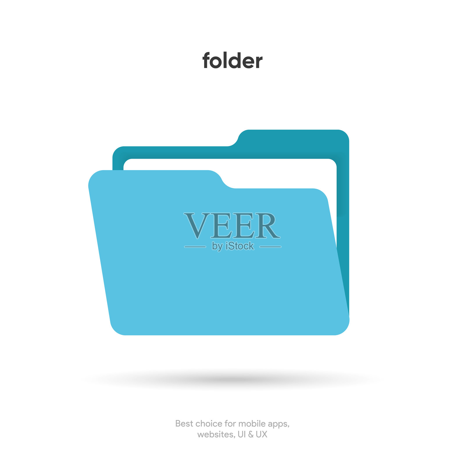 3D文件夹图标，孤立在白色背景上。文档符号。3D文件图标。现代、简单、矢量、图标，用于网站设计、移动应用程序、用户界面。矢量图插画图片素材