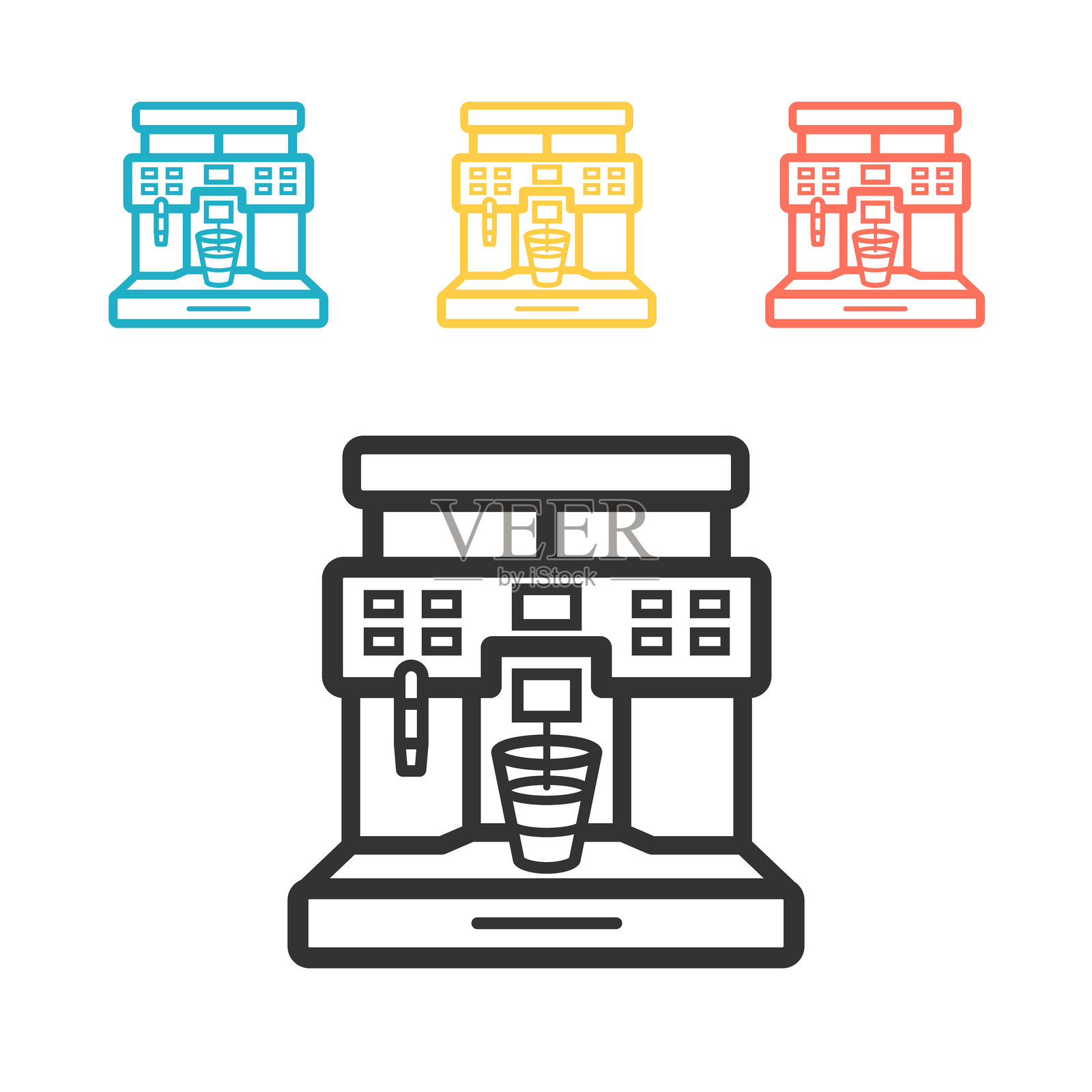 咖啡机线条图标。简单的矢量图。插画图片素材