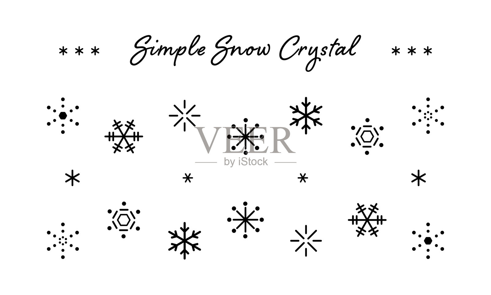 简单的雪花单色插画线条画素材插画图片素材