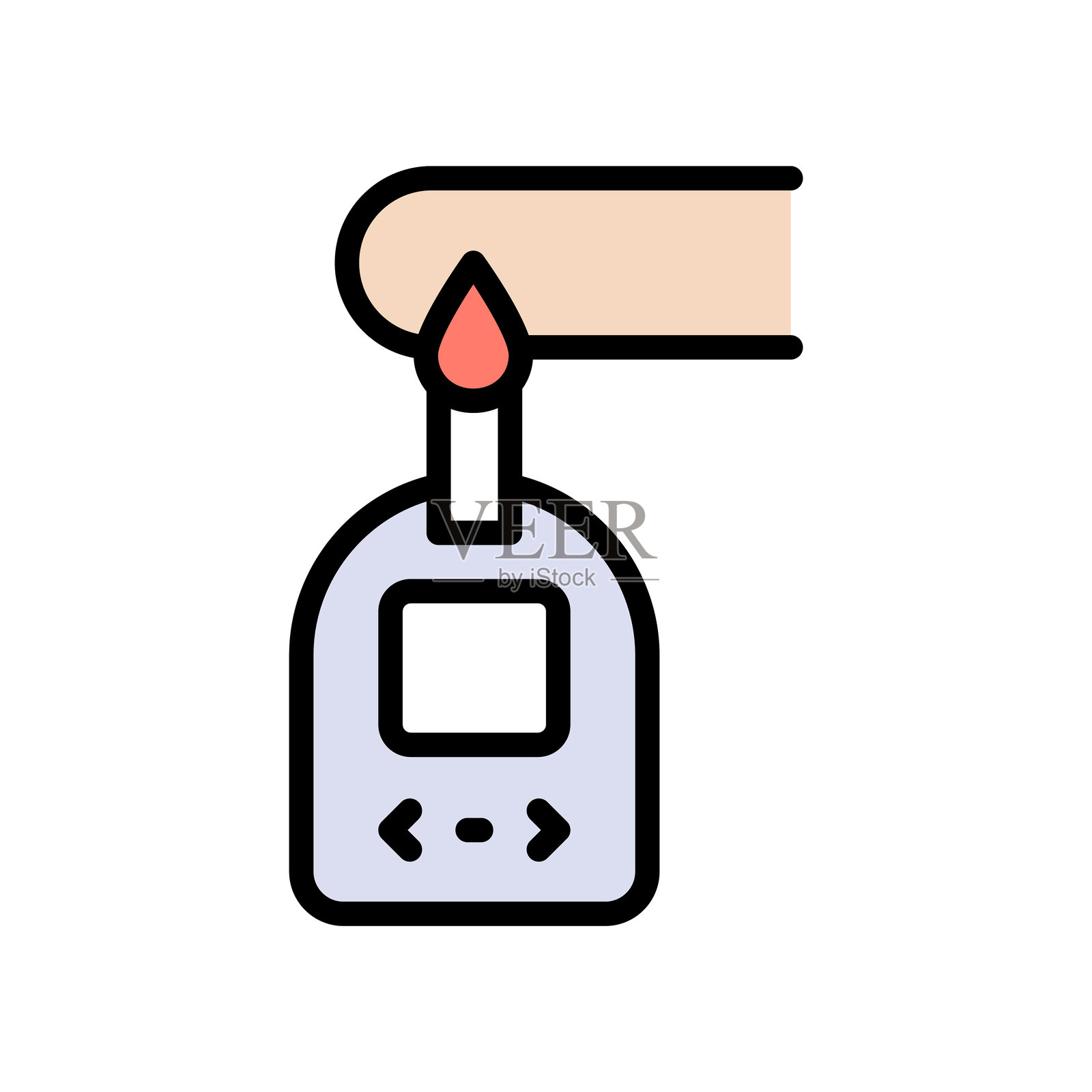 从手指取血进行验血。血糖仪测试图标。医疗分析程序符号。简单的矢量图插画图片素材