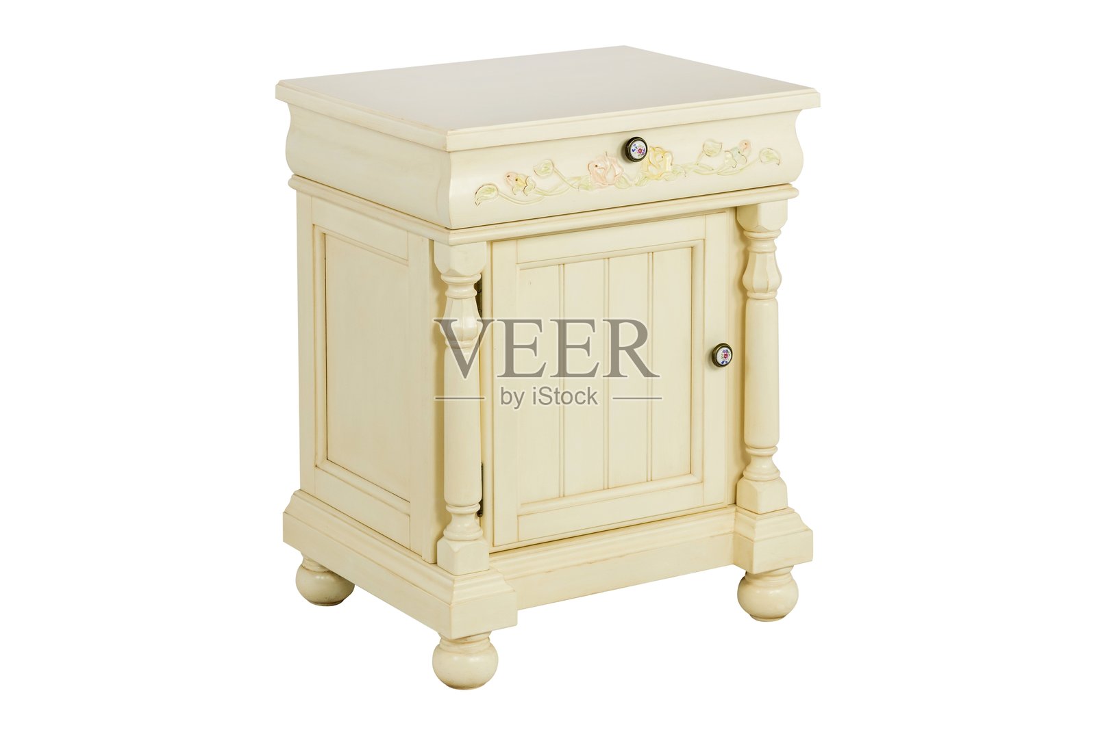 白色木质系船柱家具，孤立的照片摄影图片