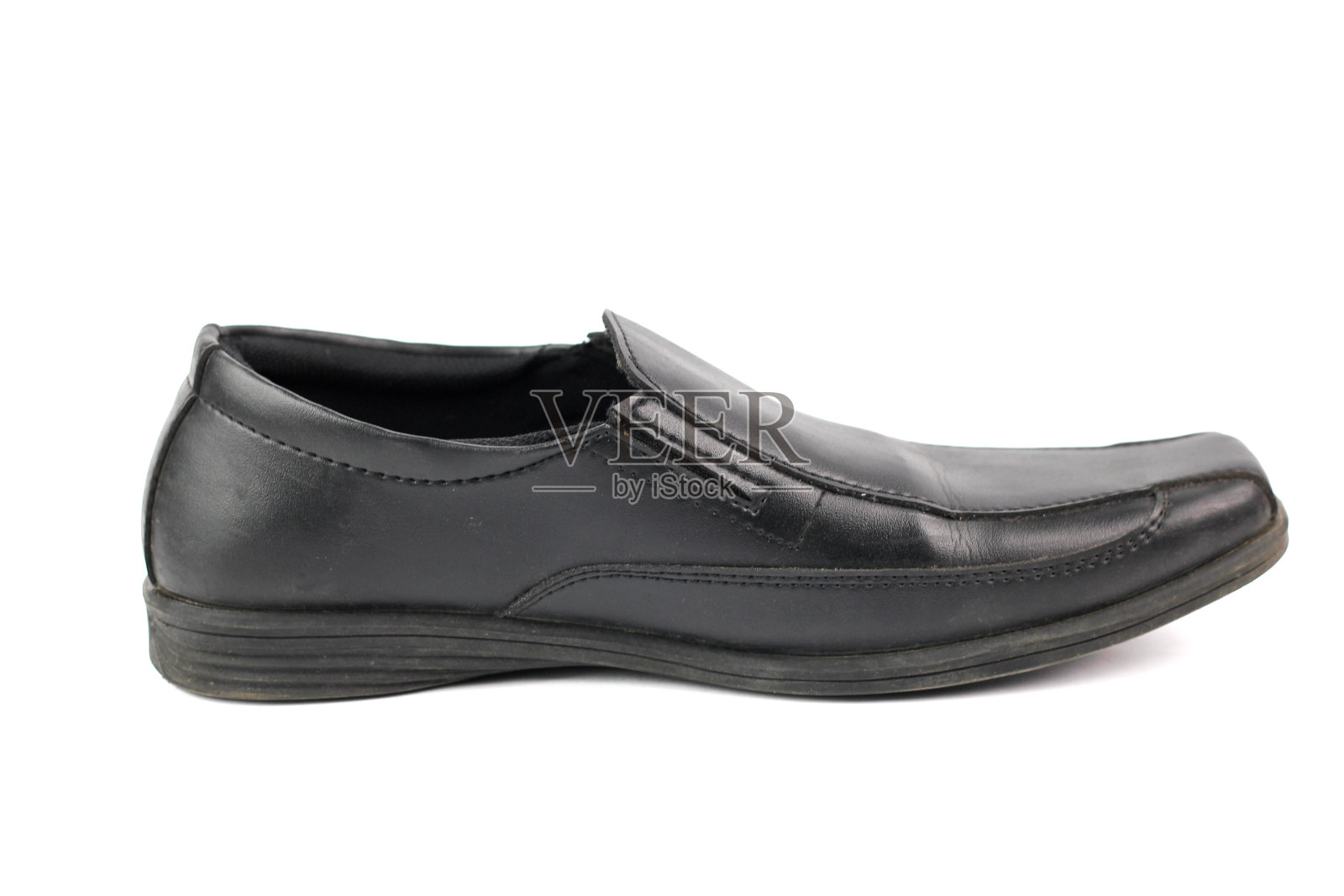 优雅正式的黑色皮革一脚蹬正装鞋时尚鞋履照片摄影图片