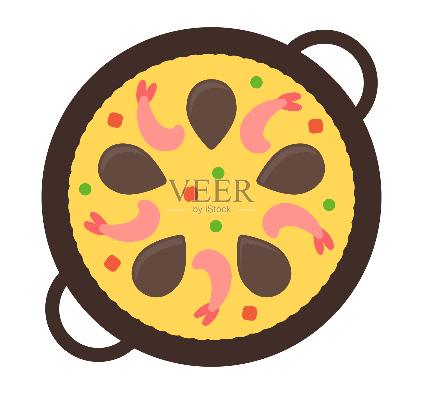 西班牙海鲜饭 简约扁平卡通矢量图插画图片素材