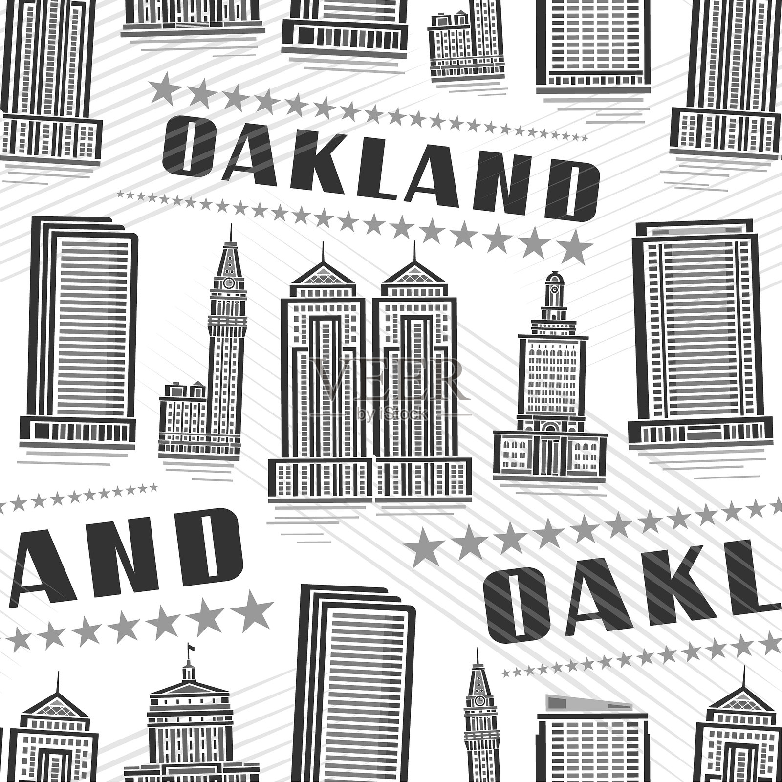 矢量奥克兰无缝图案插画图片素材