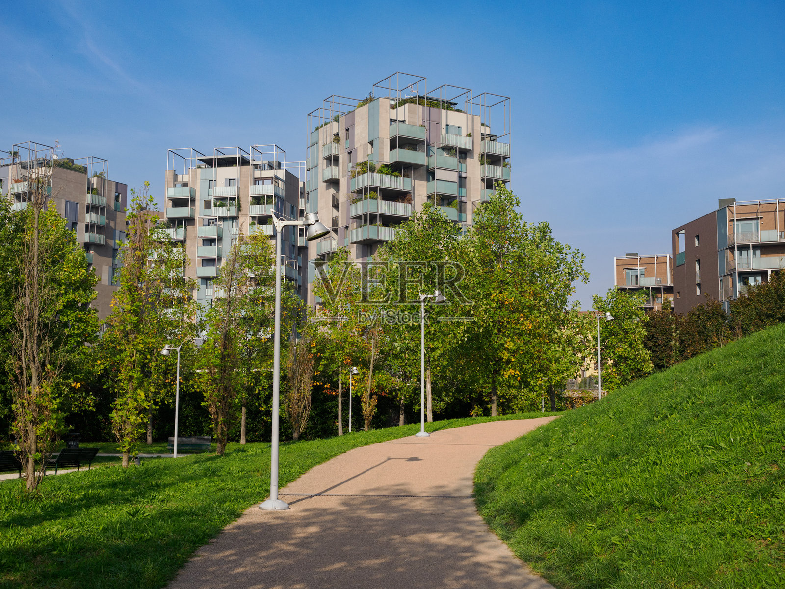 意大利米兰波特洛公园的秋景照片摄影图片