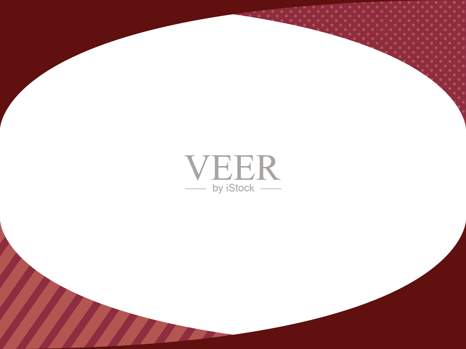 带条纹和圆点的简约椭圆形边框（红色）插画图片素材