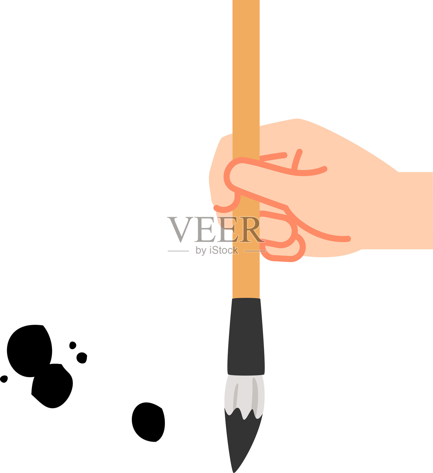 手握画笔插画图片素材