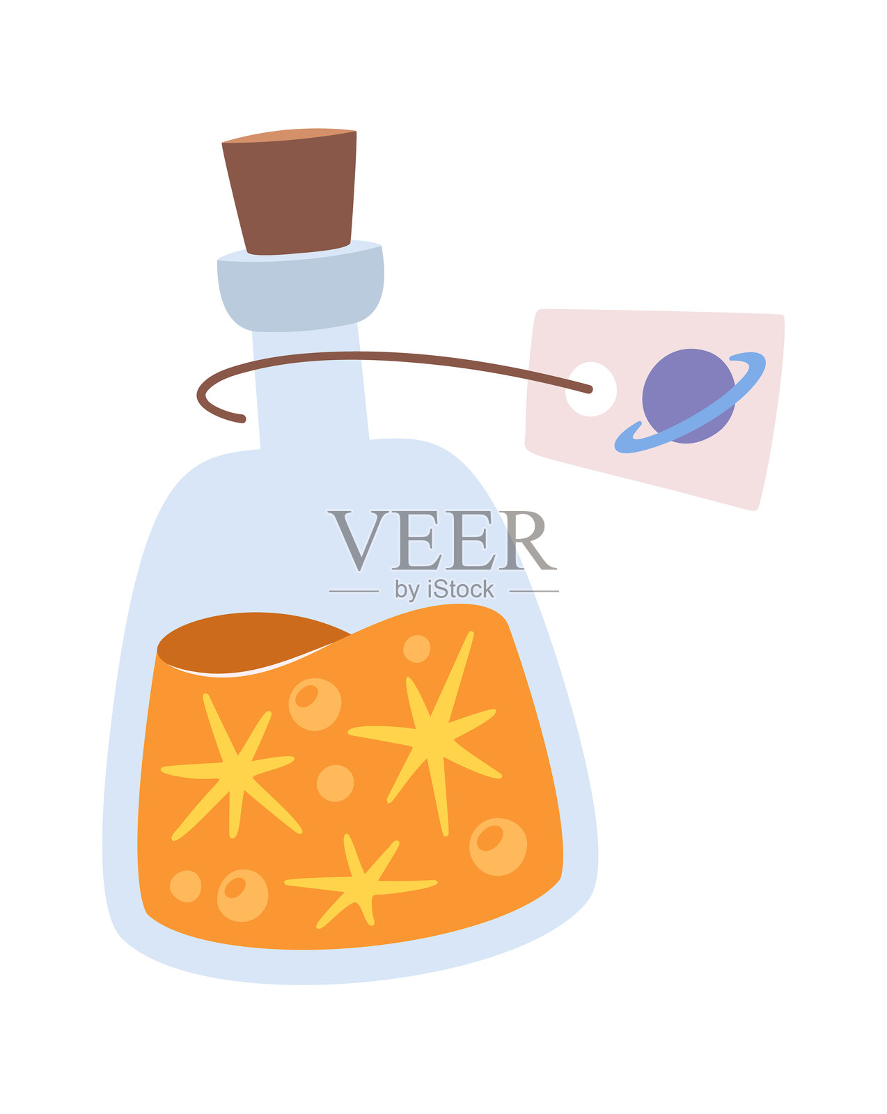 闪耀魔幻药水玻璃烧瓶插画图片素材