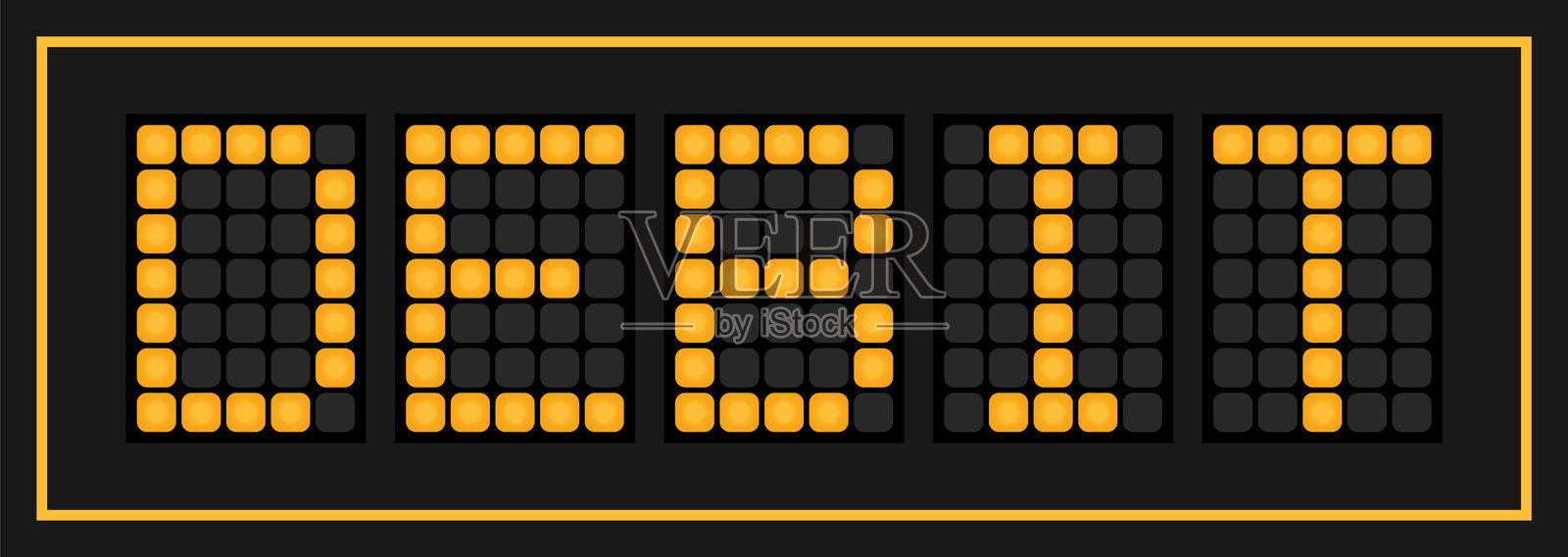 黑色背景上橙色LED横幅显示“借记”文字插画图片素材