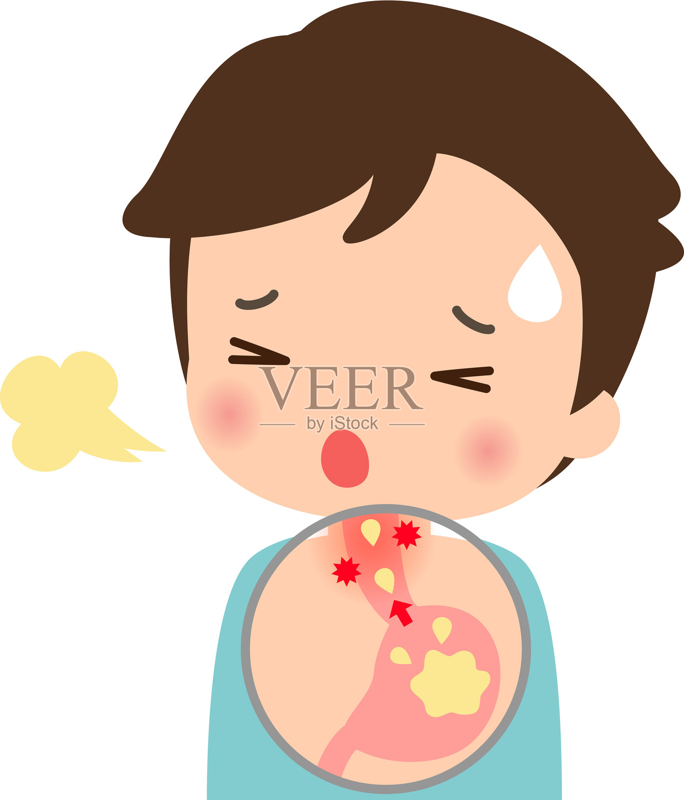 胃酸反流插画图片素材