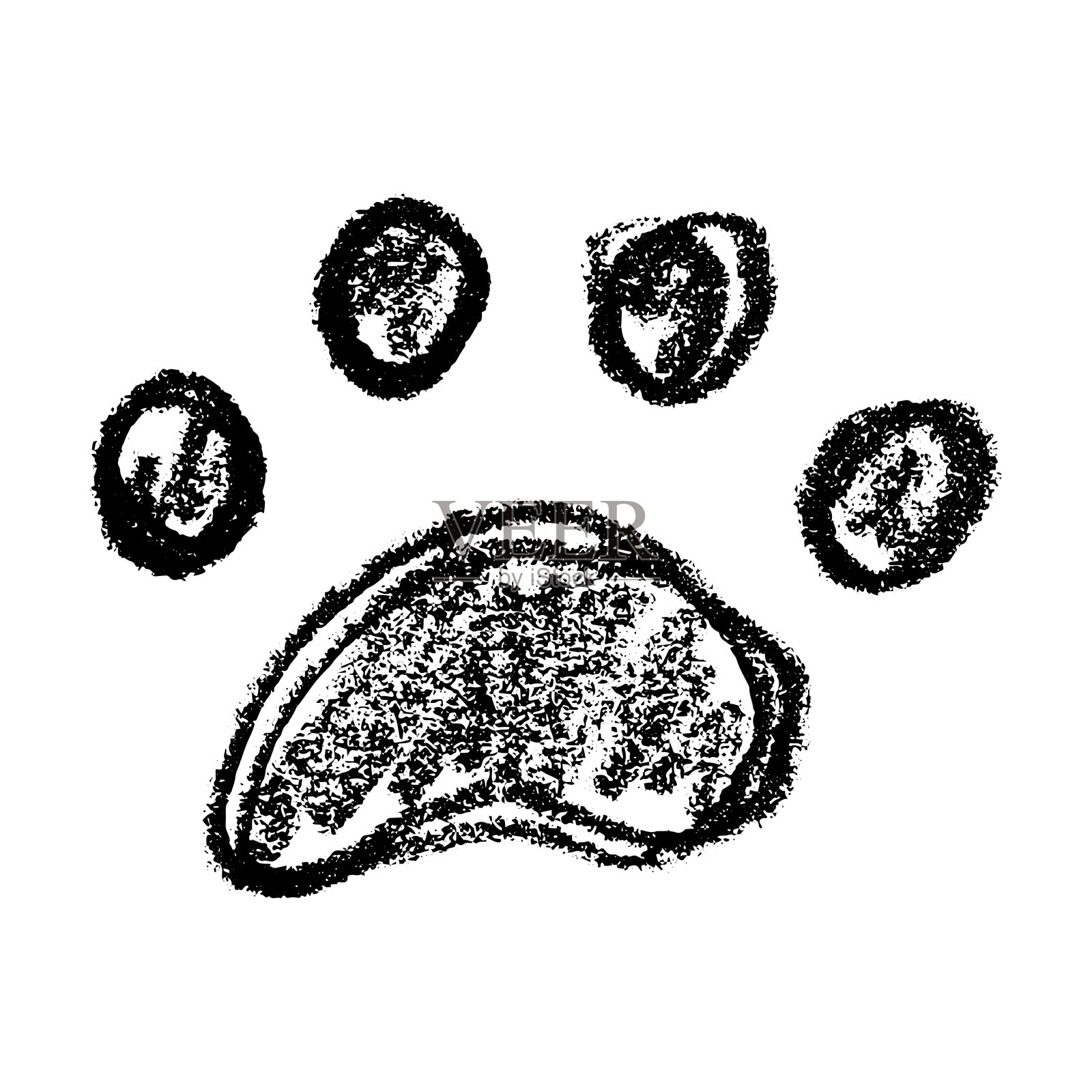 手绘可爱猫爪，猫，狗，涂鸦风格的动物脚印插画图片素材