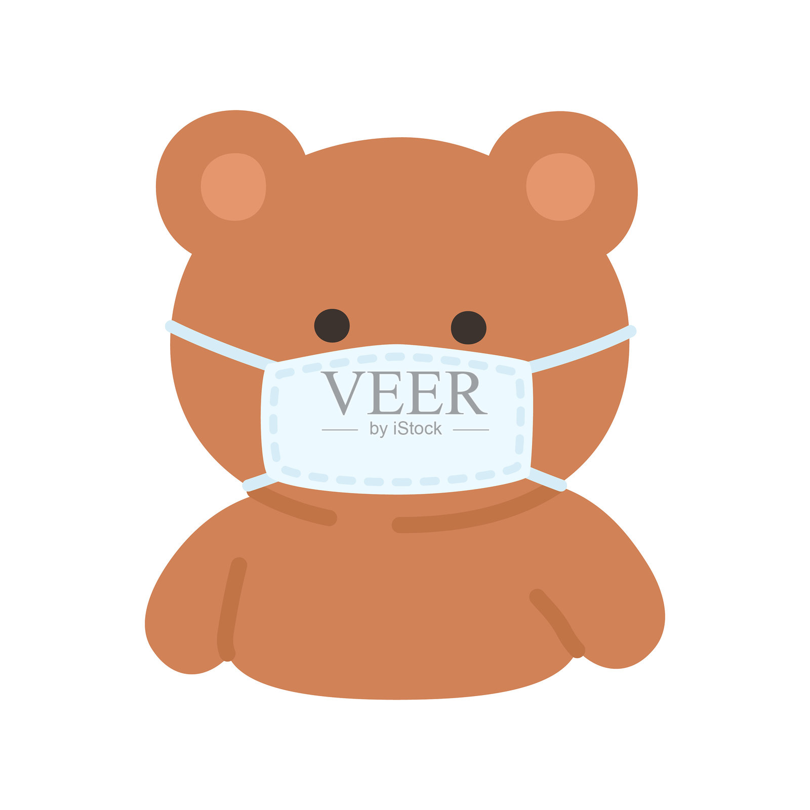 韩风熊表情包戴着医用口罩插画图片素材