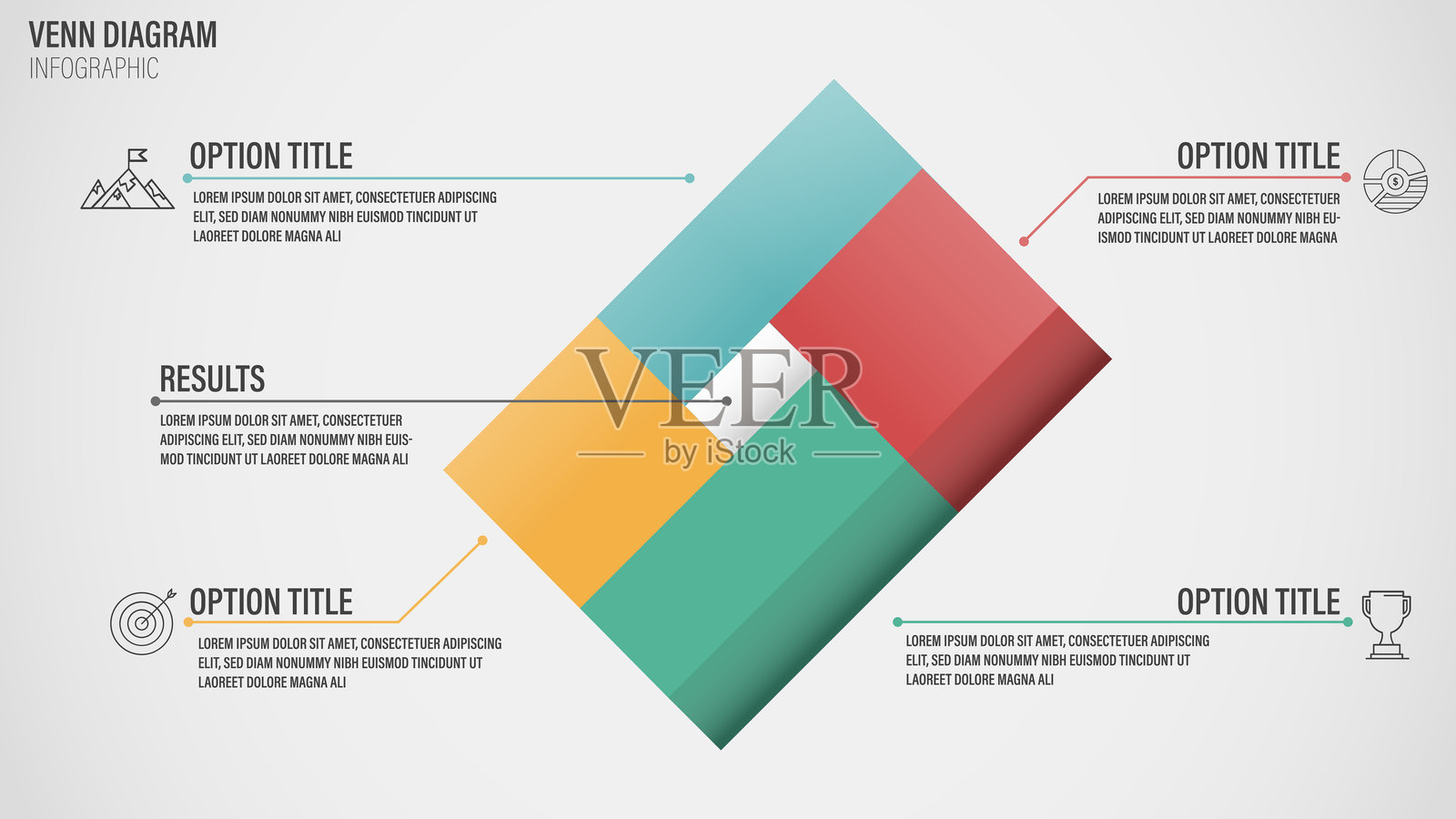 现代钻石维恩图信息图插画图片素材