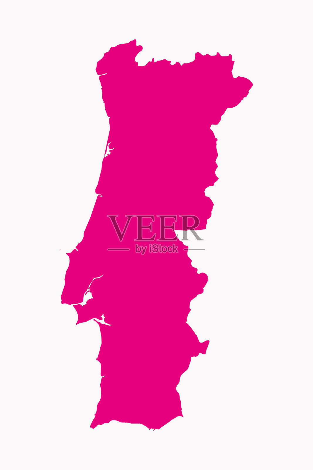 葡萄牙详细轮廓地图的矢量艺术作品插画图片素材