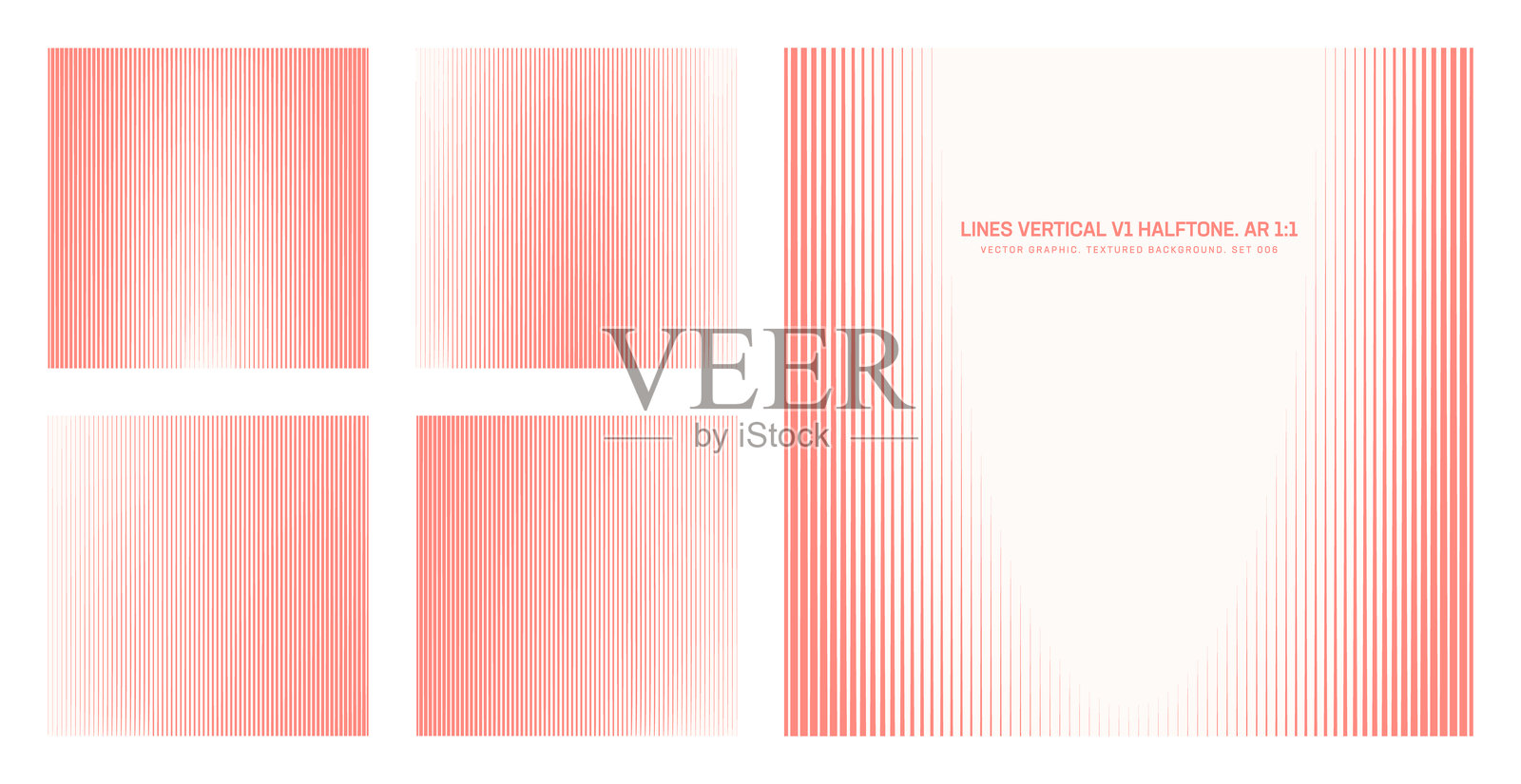 各种矢量竖线浅红色半调图案，1:1格式插画图片素材