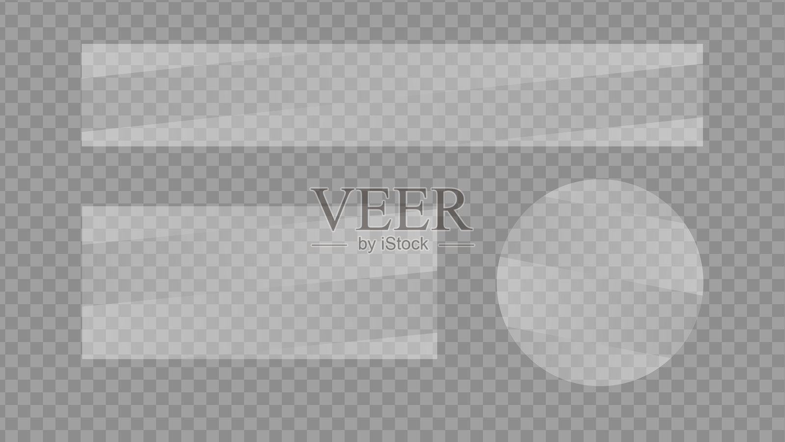 逼真清晰的平板玻璃、窗户或镜子集合，带有透明背景插画图片素材