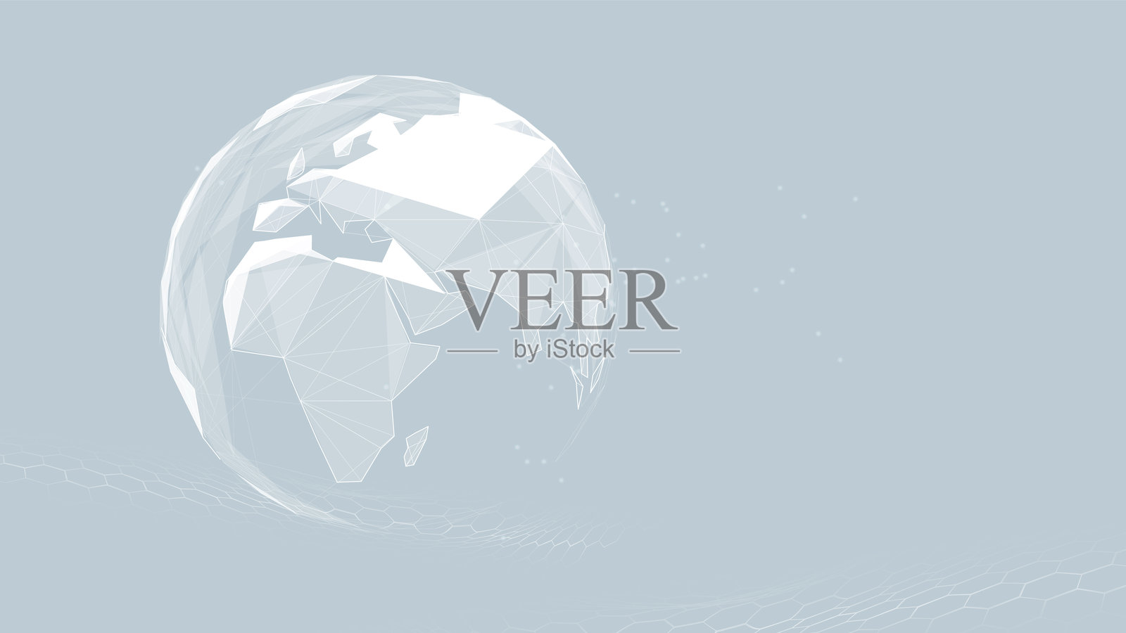 抽象地球大数据可视化，融合量子大数据技术。矢量插画插画图片素材