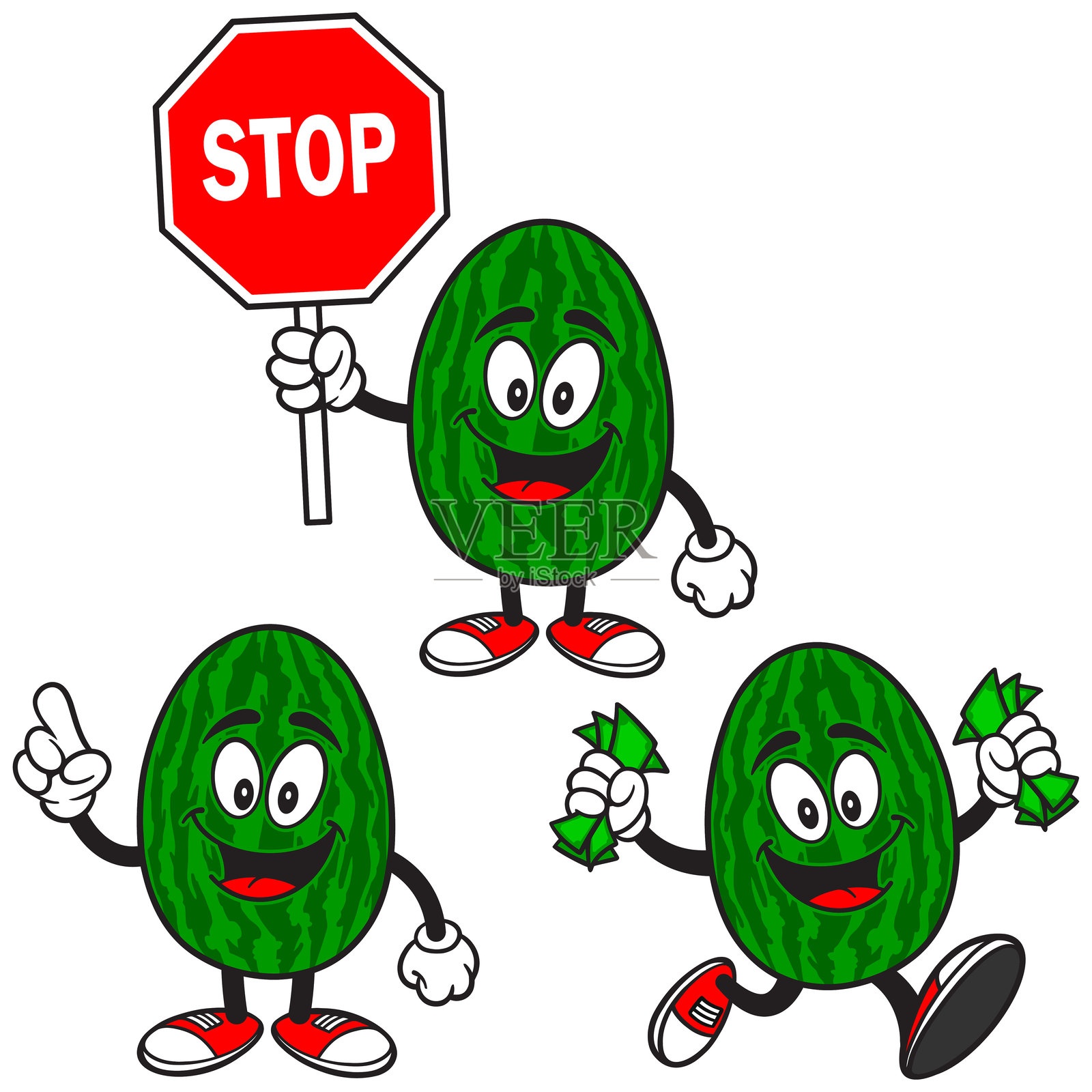 西瓜吉祥物套装 03插画图片素材