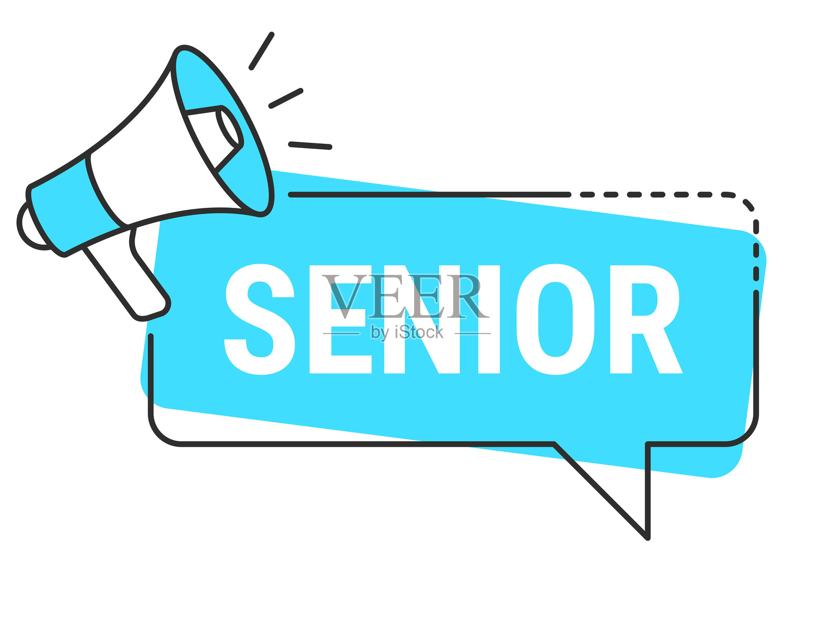 老年人 - 白色背景上的对话气泡和扩音器插画图片素材