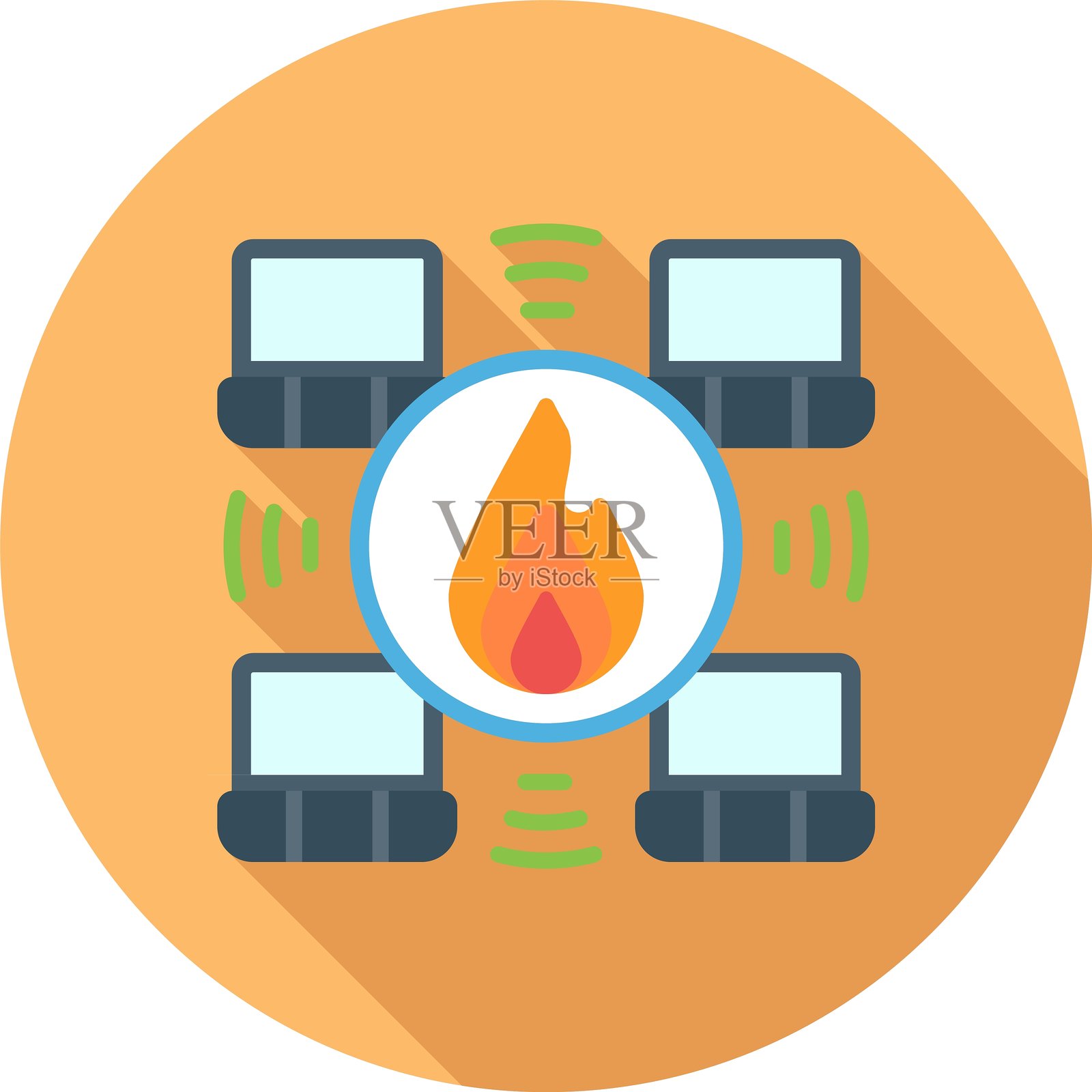 防火墙新图标设计创意插画图片素材