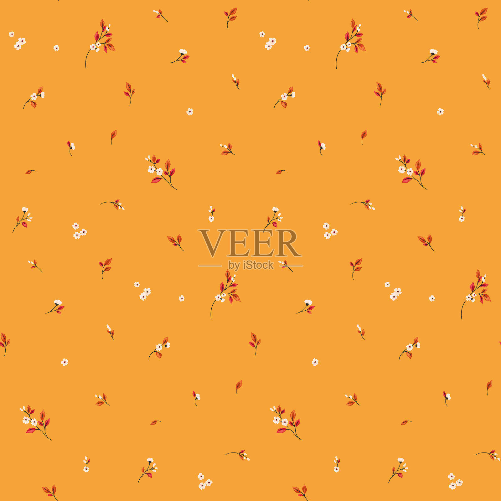 无缝花卉图案，自由碎花印花，简约植物印花插画图片素材