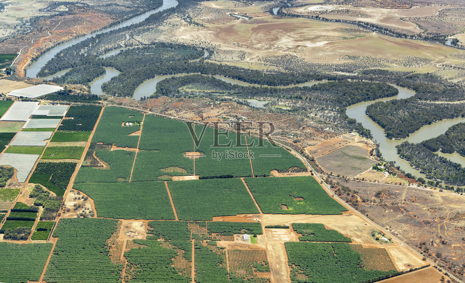 澳大利亚鸟瞰图 - 2 新南威尔士州达令河沿岸的灌溉与农业 - 1照片摄影图片