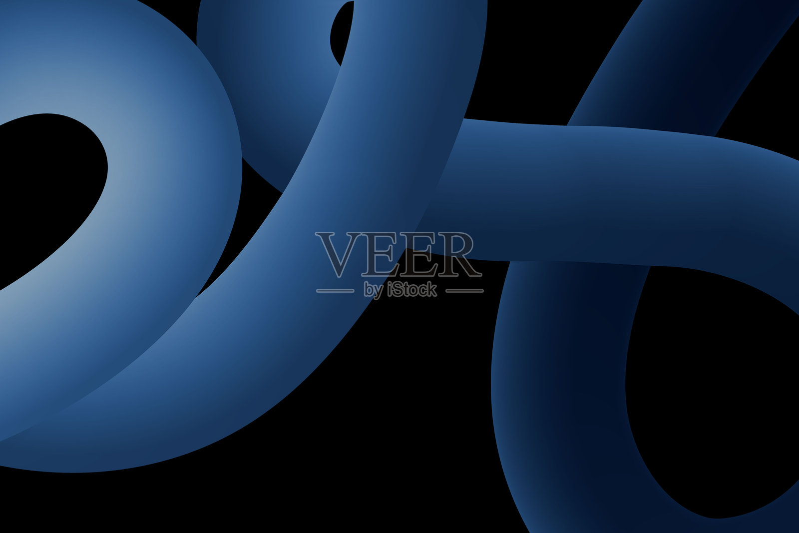 深蓝色三维波浪结构——优雅的抽象曲线营造出深度和动感。精致的设计，带有平滑的渐变和现代的数字风格。照片摄影图片