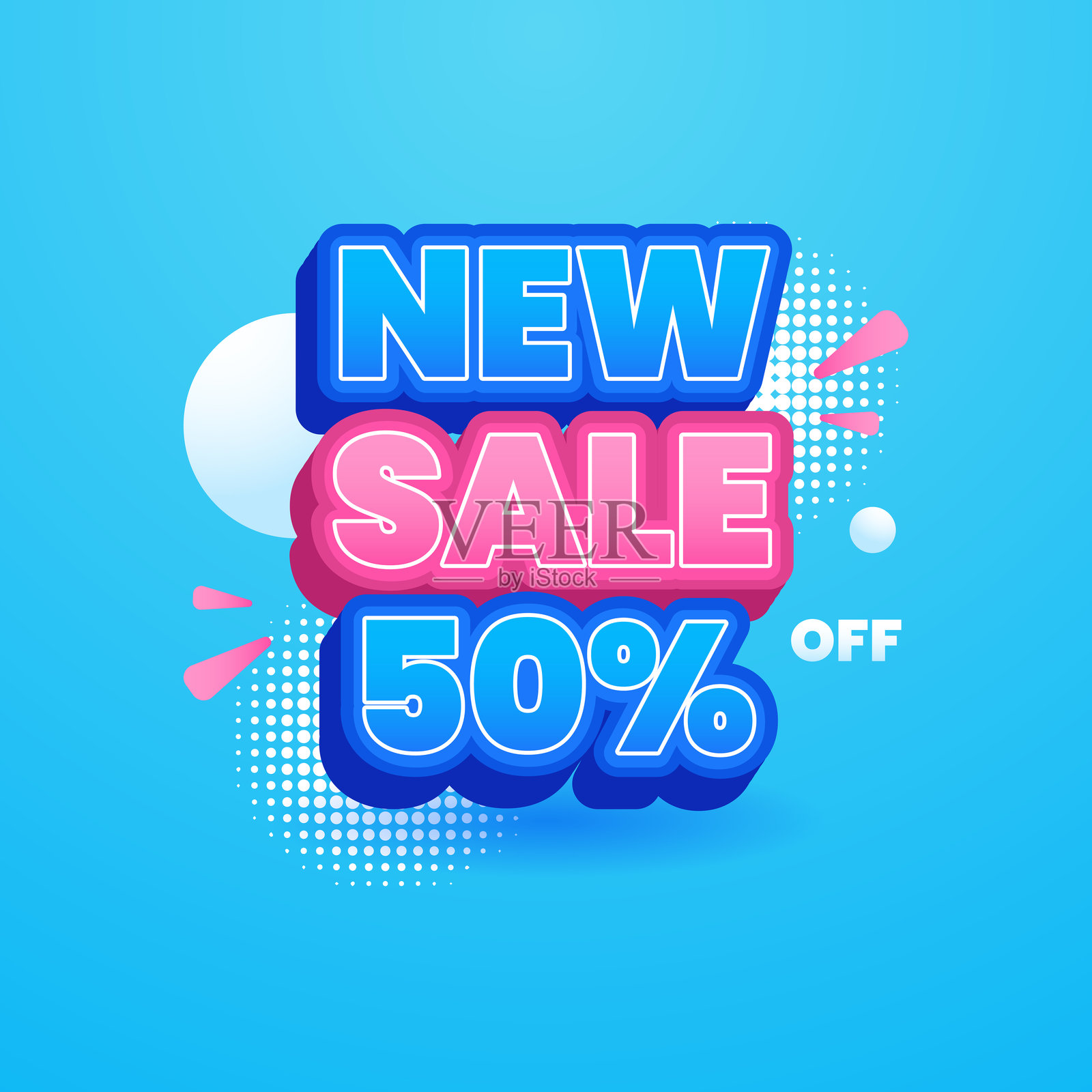 3D设计彩色促销横幅折扣插画图片素材