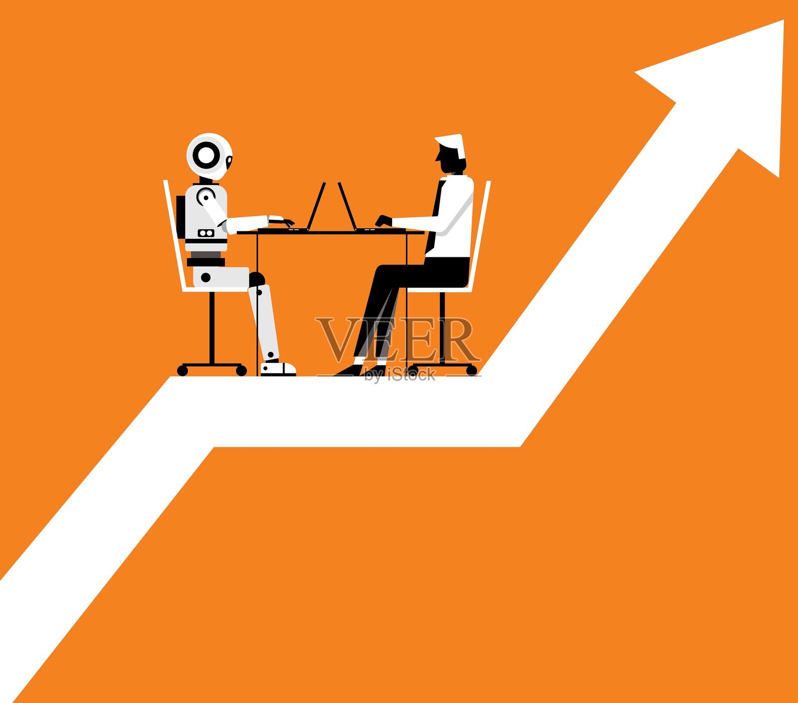 人工智能 - 聊天机器人 - 商人插画图片素材