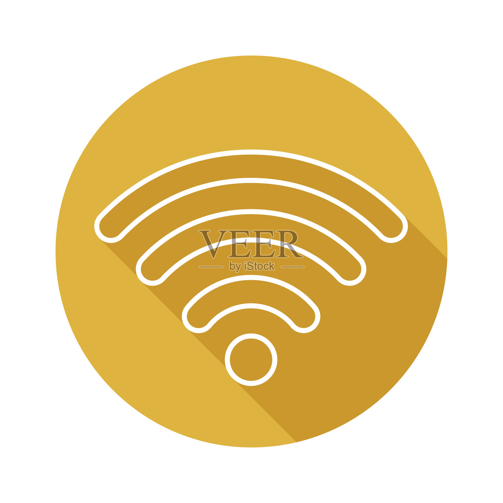 无线网络轮廓扁平圆形图标。矢量图插画图片素材
