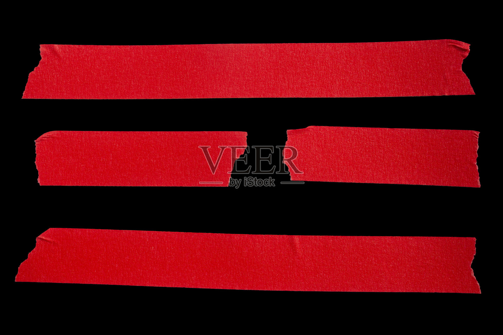 一套红色的撕裂纸胶带，孤立在白色背景上照片摄影图片