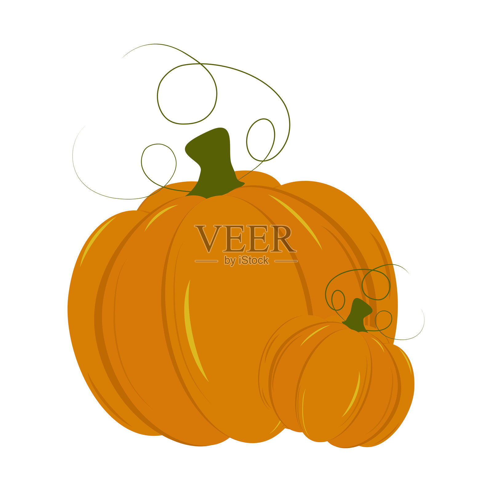 南瓜符号。秋季概念。两个南瓜。矢量图插画图片素材