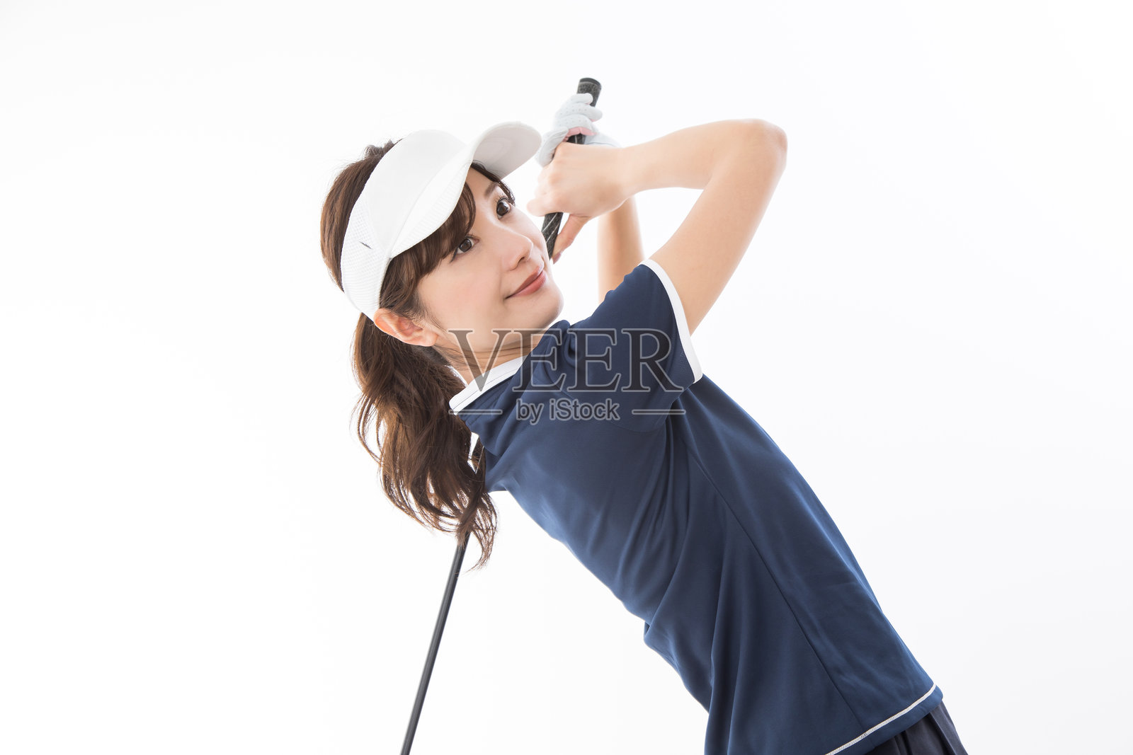 年轻的日本女性享受高尔夫照片摄影图片