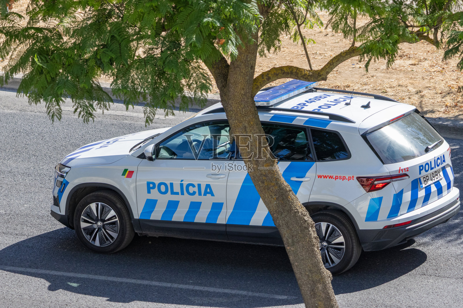 葡萄牙 PSP 警车，展示紧急服务照片摄影图片